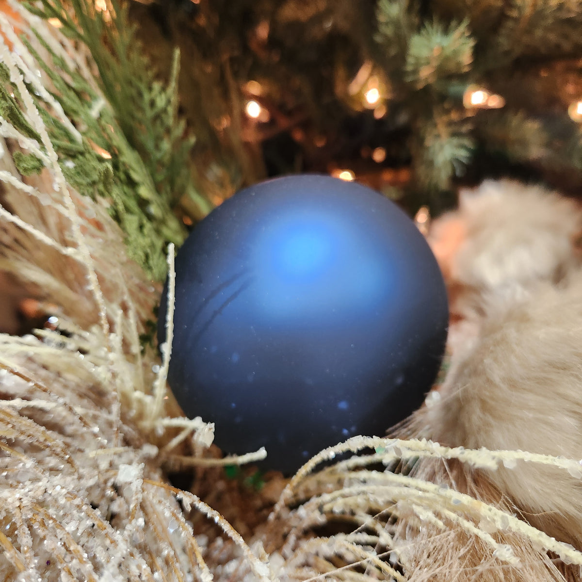 4 matte navy blue glass balls 3.9"