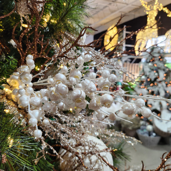 Cream Pom Pom Twig Stem 27"
