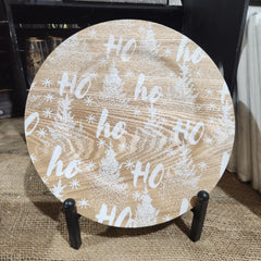 Decorative plate 'HO HO HO' white 13"