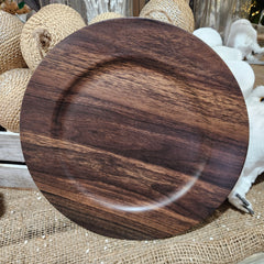 13" Brown Wood Look Decorative Plate