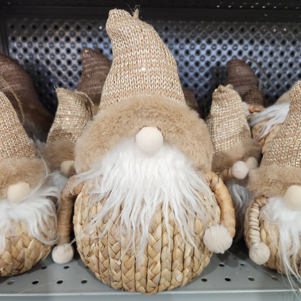 Père Noël gnome naturel décoratif 10,5"