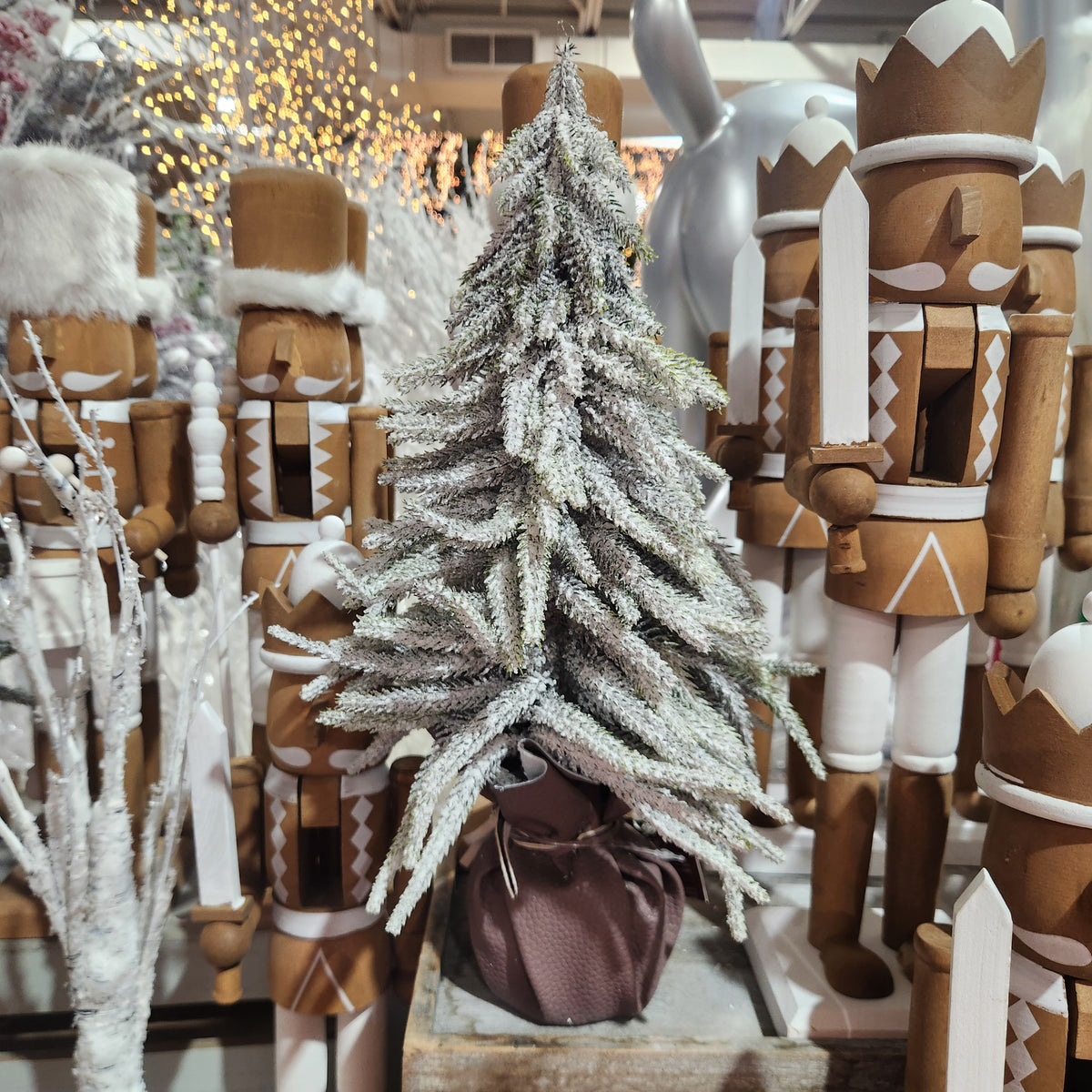 Mini Green and White Snowy Fir Tree 7" x 13"