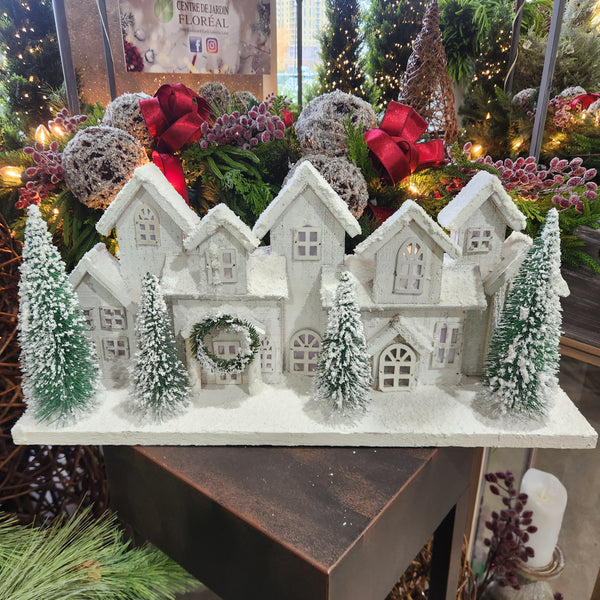 Illuminated row houses with LED 17" x 9"