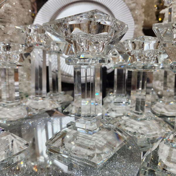 Clear Crystal Candle Holder 2.5" x 5"