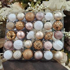 30 Pink and Gold Polystyrene Balls, 2.7"