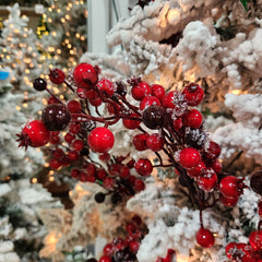 Frosted Red Berry Stem 50cm