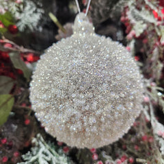 Boule en verre crème brillante 5" assortie